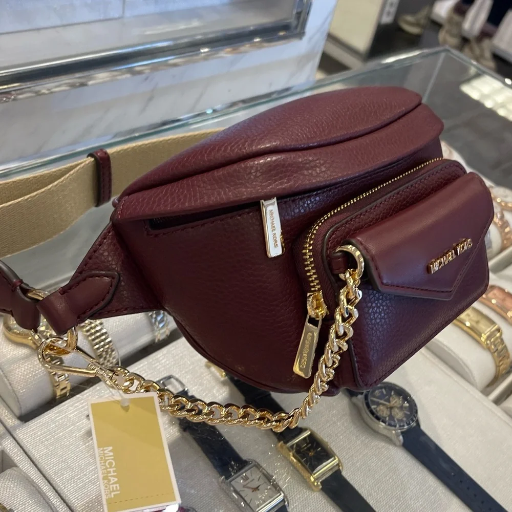 Michael Kors Maisie 2 In 1 Small Leather Waist pack Fanny pack Bag (Oxblood) MK